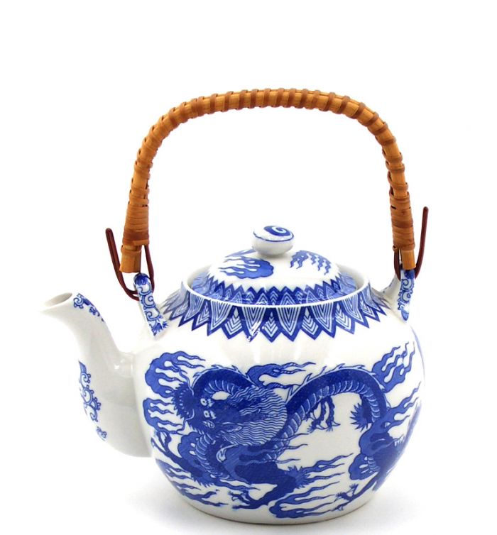 Teekanne gross Japan Drache Blau